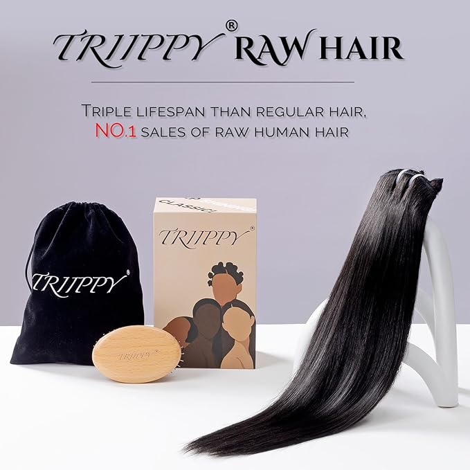 TRIIPPY Raw Hair Clip in Extensions Keep Bone Straight And Silky After Long time Use 100% Cambodian Raw Hair