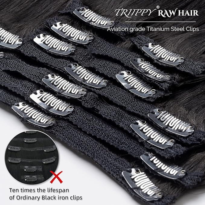 TRIIPPY Raw Hair Clip in Extensions Keep Bone Straight And Silky After Long time Use 100% Cambodian Raw Hair