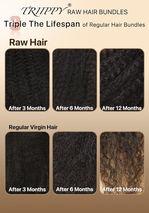 Raw hair bundles kinky straight