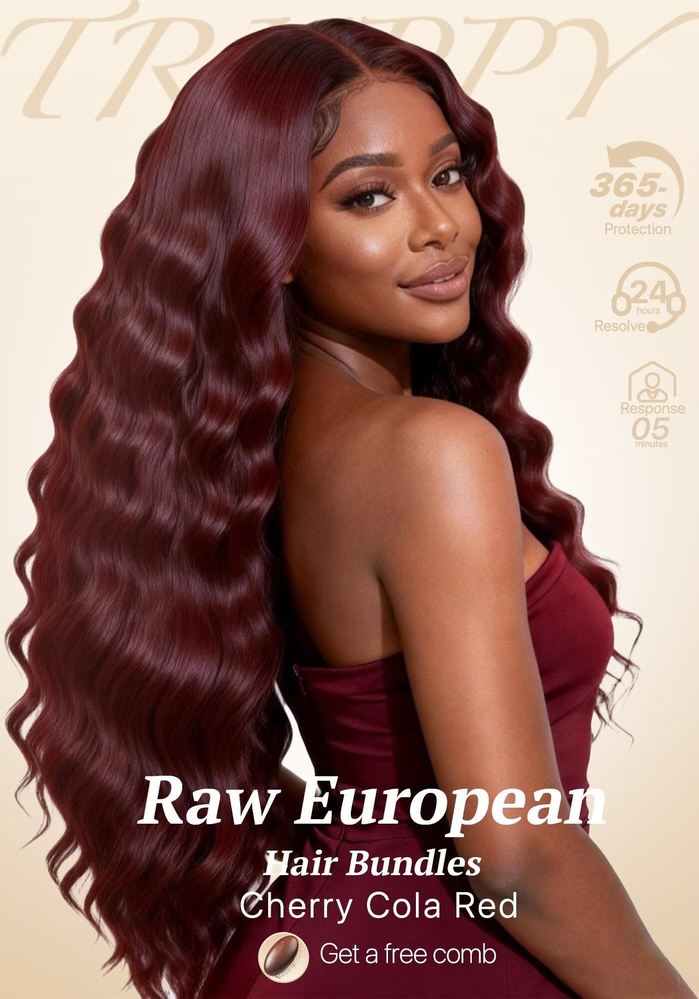 TRIIPPY Burgundy Natural Body Wave Bundles Human Hair,100% Vietnamese Raw Human Hair Sew in Weave Single Bundle,5X Lifespan Over Regular 99j Hair,No.1 Raw Hair Brand On Amazon