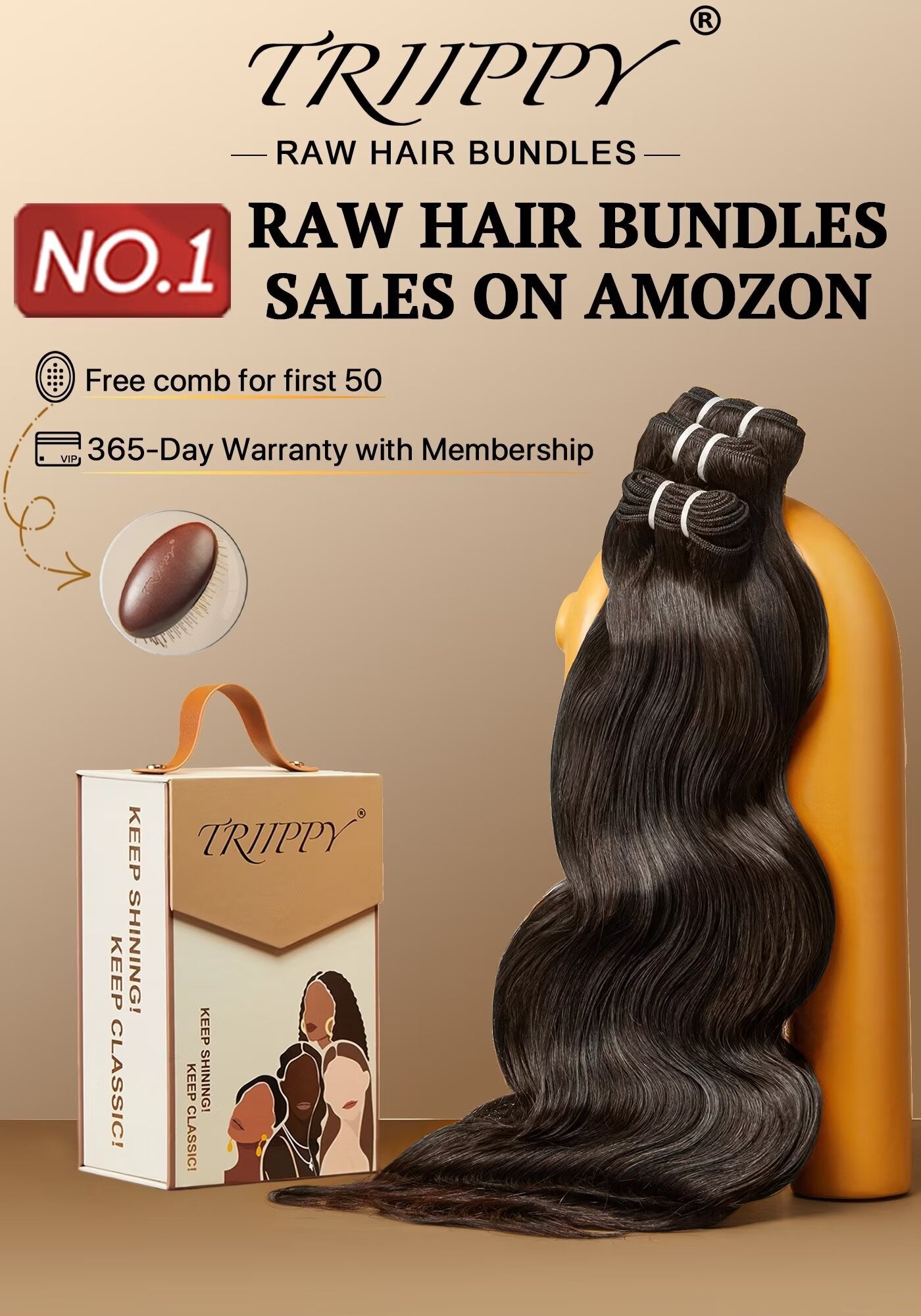 TRIIPPY Body Wave Bundles Human Hair,100% Raw Cambodian Hair Wavy 3 Bundles,Triple The Lifespan Over Regular Virgin Hair Bundle,No.1 Raw Hair Brand On Amazon Natural Color