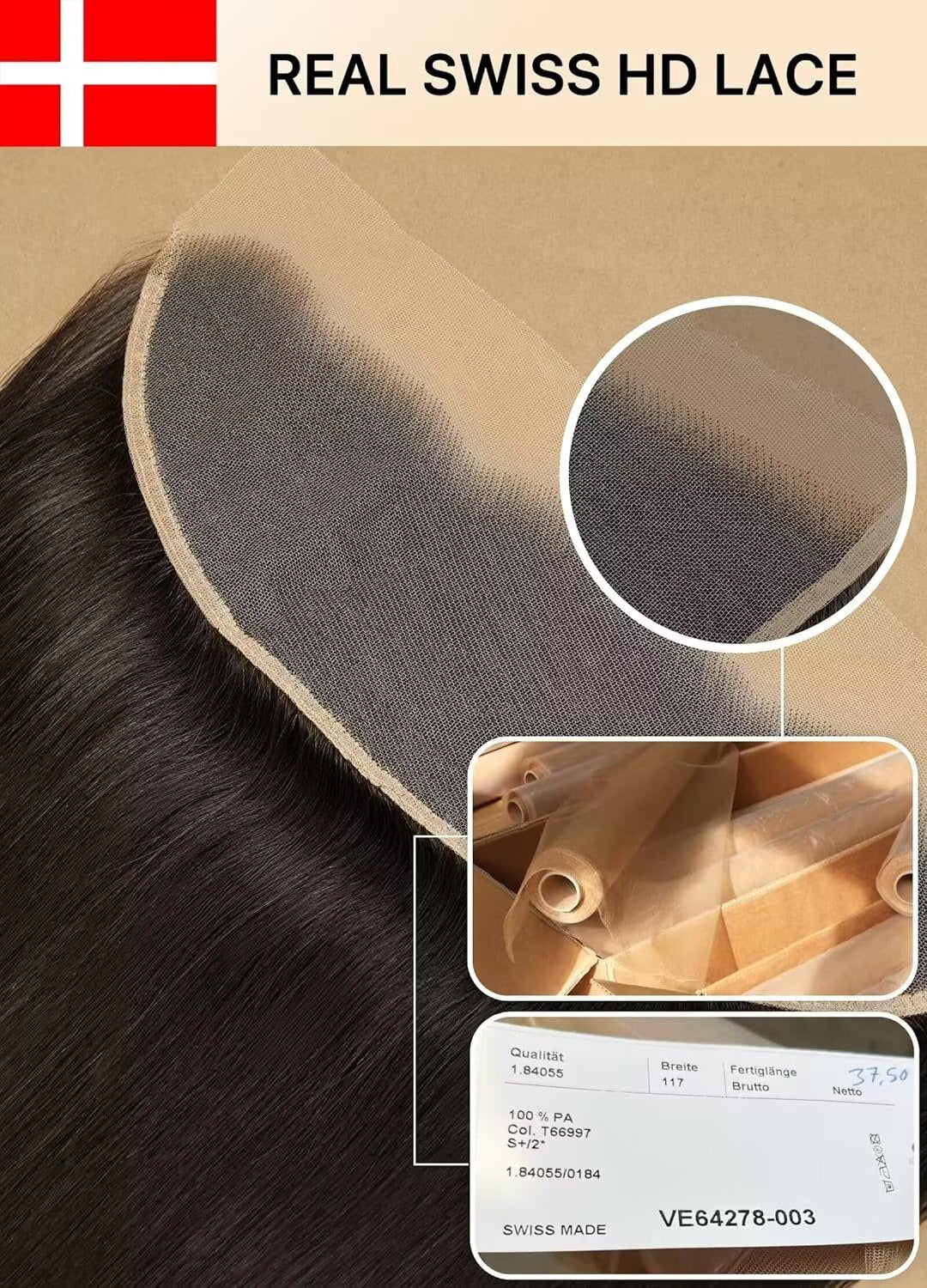 TRIIPPY Raw Hair 13x6 HD Lace Frontal Closure Straight,More Less Shedding than Regular Virgin Hair Closure,0.10mm Ultra-Thin 13x6 Swiss Real HD Lace with 100% Raw Cambodian Human Hair
